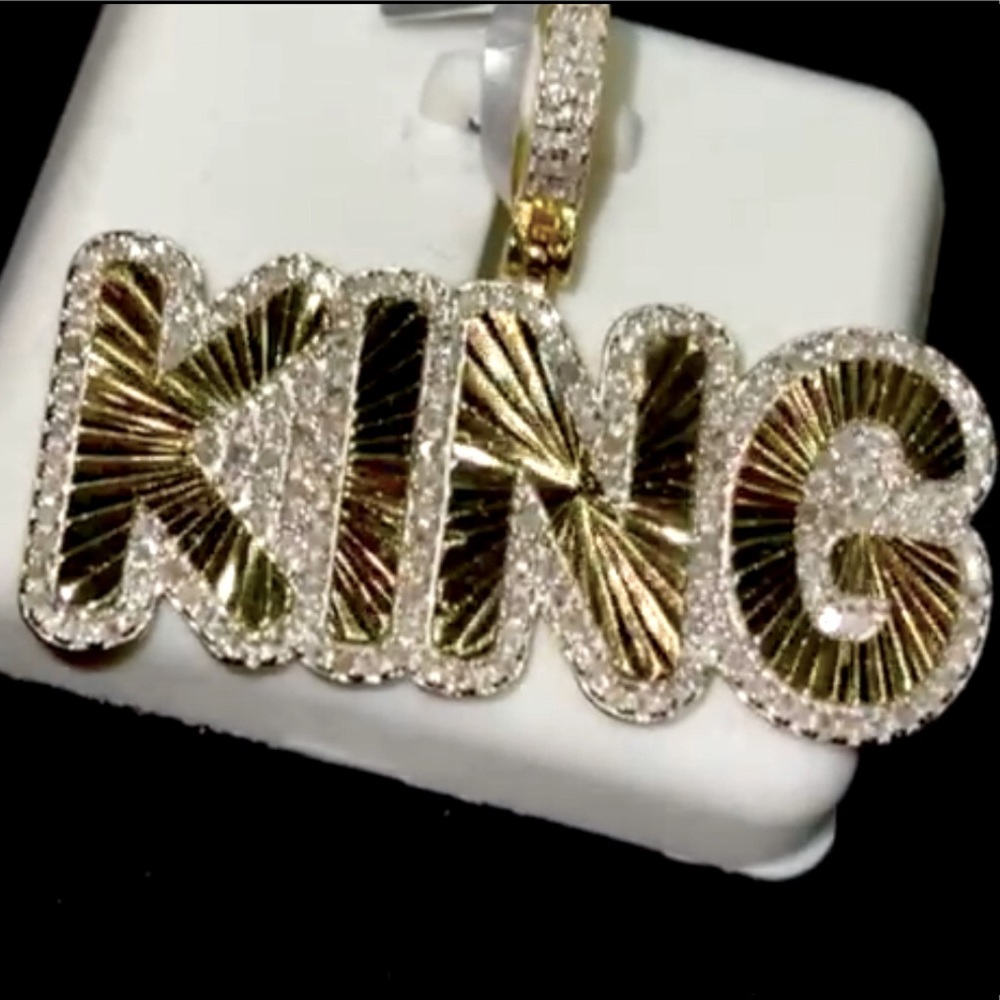 REAL DIAMOND King Custom made pendant charm .83ct Appraisal Incl. BEST GIFT SALE